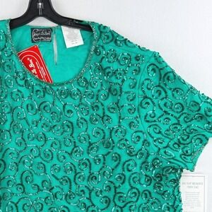 Joseph‎ Le Bon 100% Silk Sequin Blouse Size 30W Green Vintage Boutique - New